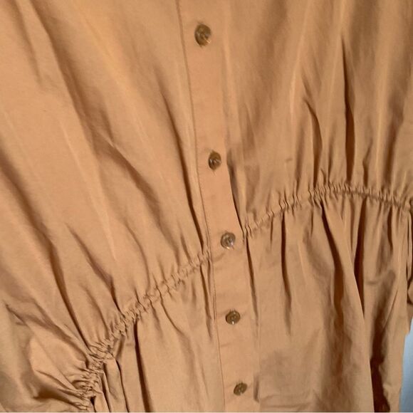 Zara Orange Brown Cotton Button Front Long Sleeve Shirt Dress/Tunic Size Small - Picture 7 of 9